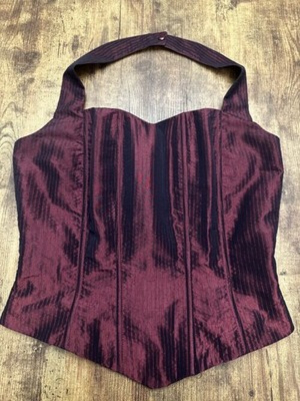 Vintage Naomi Pret A Porter Burgundy Taffeta Halter Corset Top